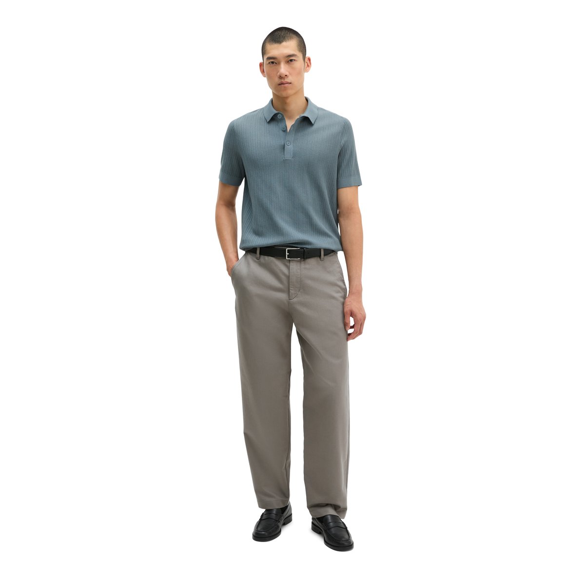 Polo en maille, coupe classique en coton biologique et TENCEL™ Lyocell gris, MARC O'POLO