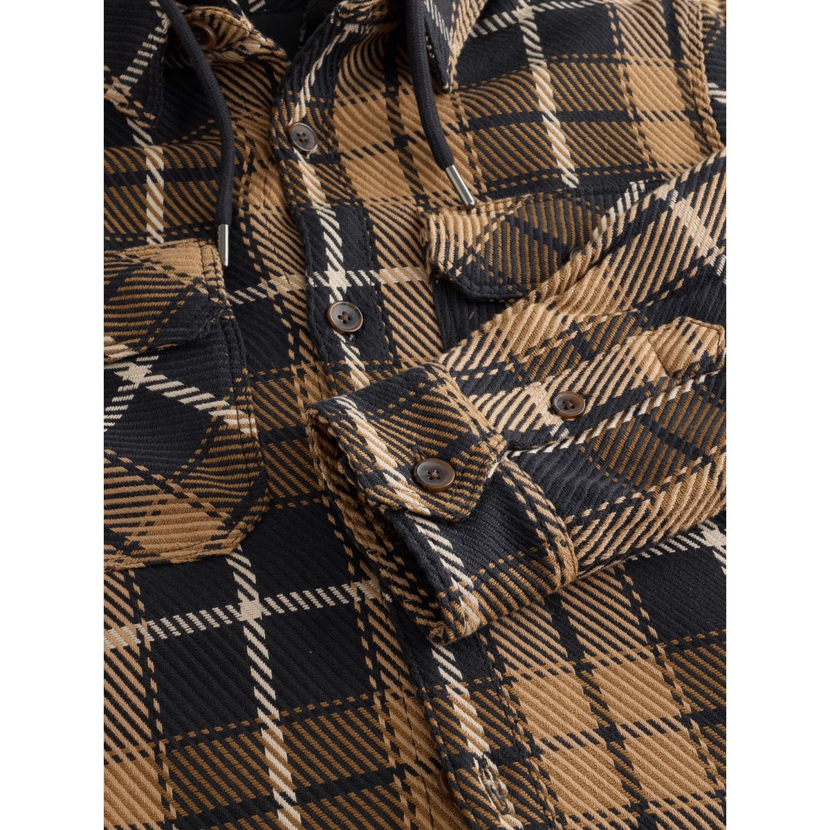 Veste-chemise à carreaux et capuche marron, NEXT