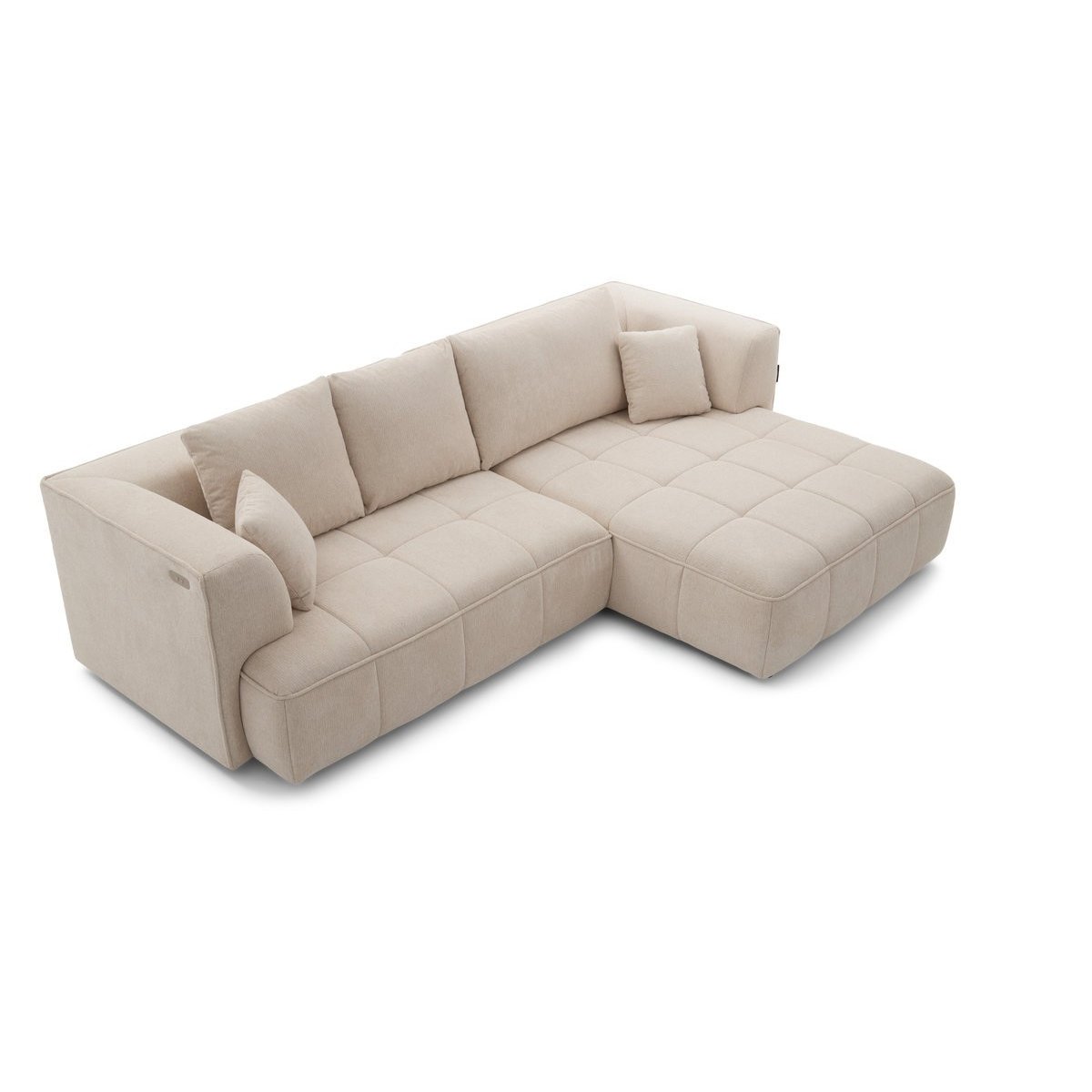 Canapé droit convertible 3 places en tissu lisse, CLOVIS beige, BOBOCHIC