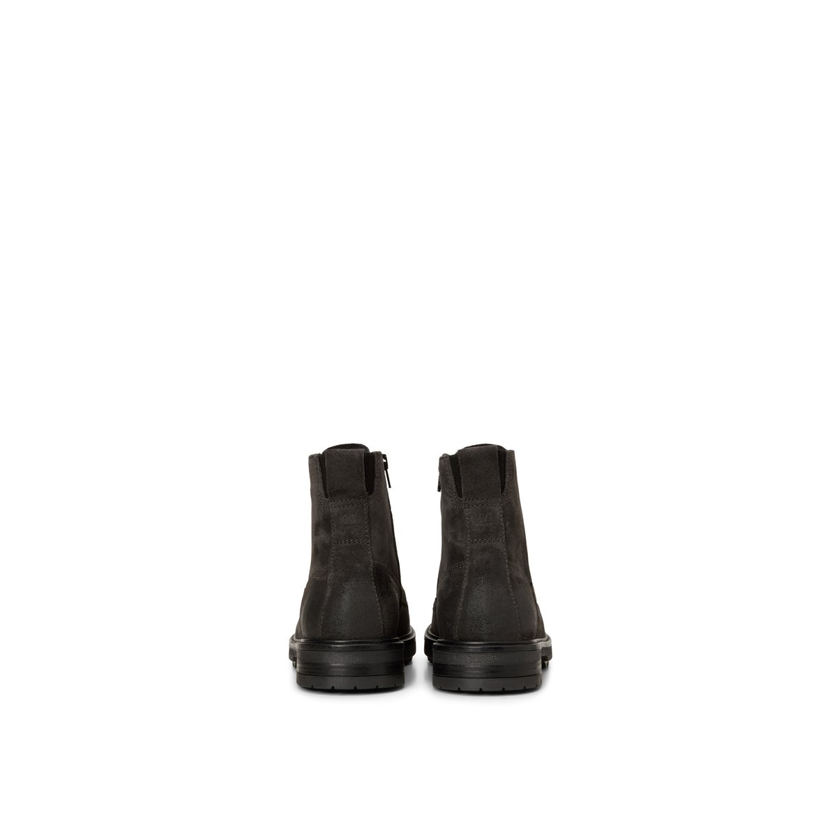 Bottines à lacets, modèle Rony en cuir velours souple gris foncé, MARC O'POLO