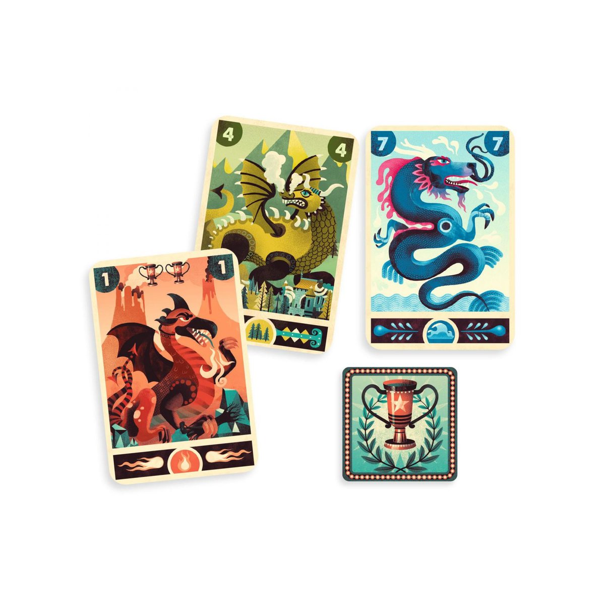 Jeu de cartes Dragon deck couleur unique, DJECO