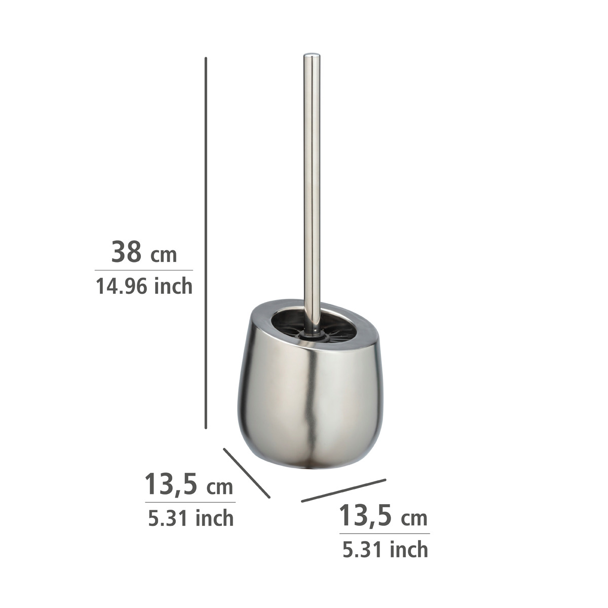 Brosse WC support et tête en silicone BADI chromé mat, WENKO