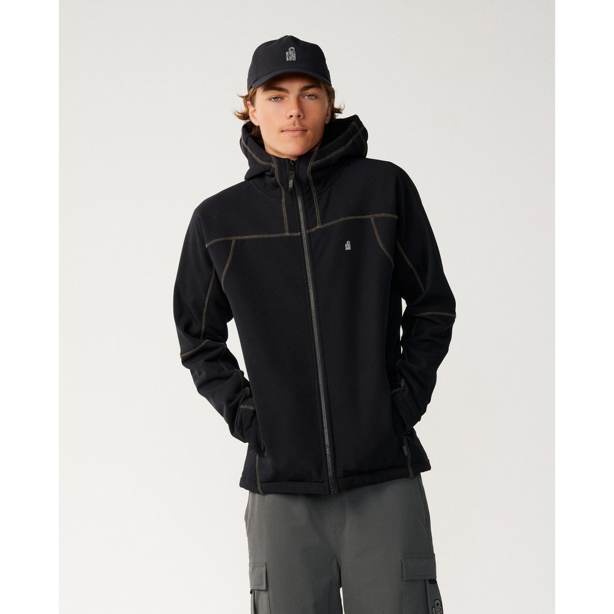 Sweat zippé à capuche SEARCH SERIES Soft Tech black, RIP CURL