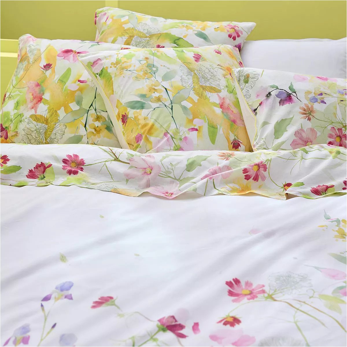 Taie d'oreiller percale de coton lavé SOUFFLE FLEURI printemps, GARNIER THIEBAUT