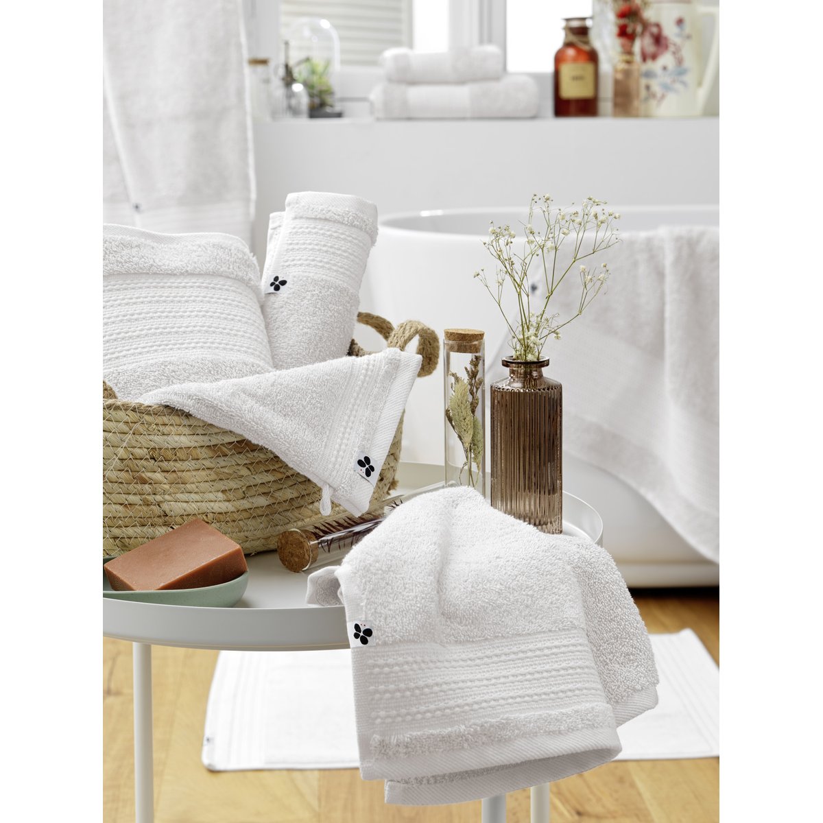 Lot de 2 gants de toilette Garance bleu minuit 15 x 21 cm argile, EDEN