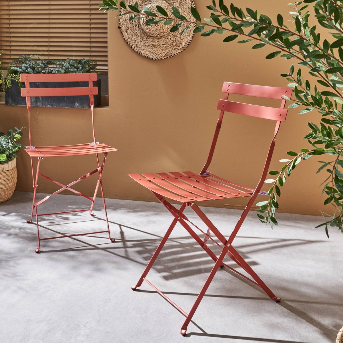 Chaise de jardin pliante métal (lot de 2) CHAISES EMILIA vert de gris, SWEEEK