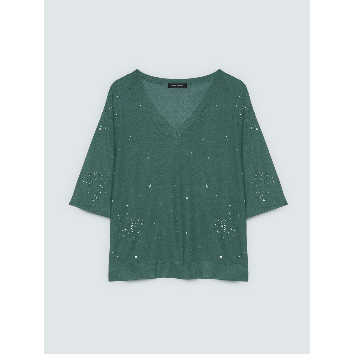 Pull avec applications lumineuses verde militare, FIORELLA RUBINO