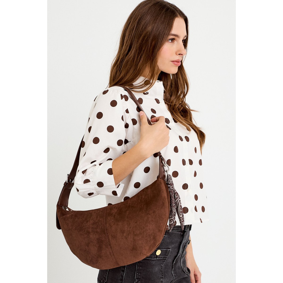 Sac banane aspect daim marron foncé, CACHE CACHE