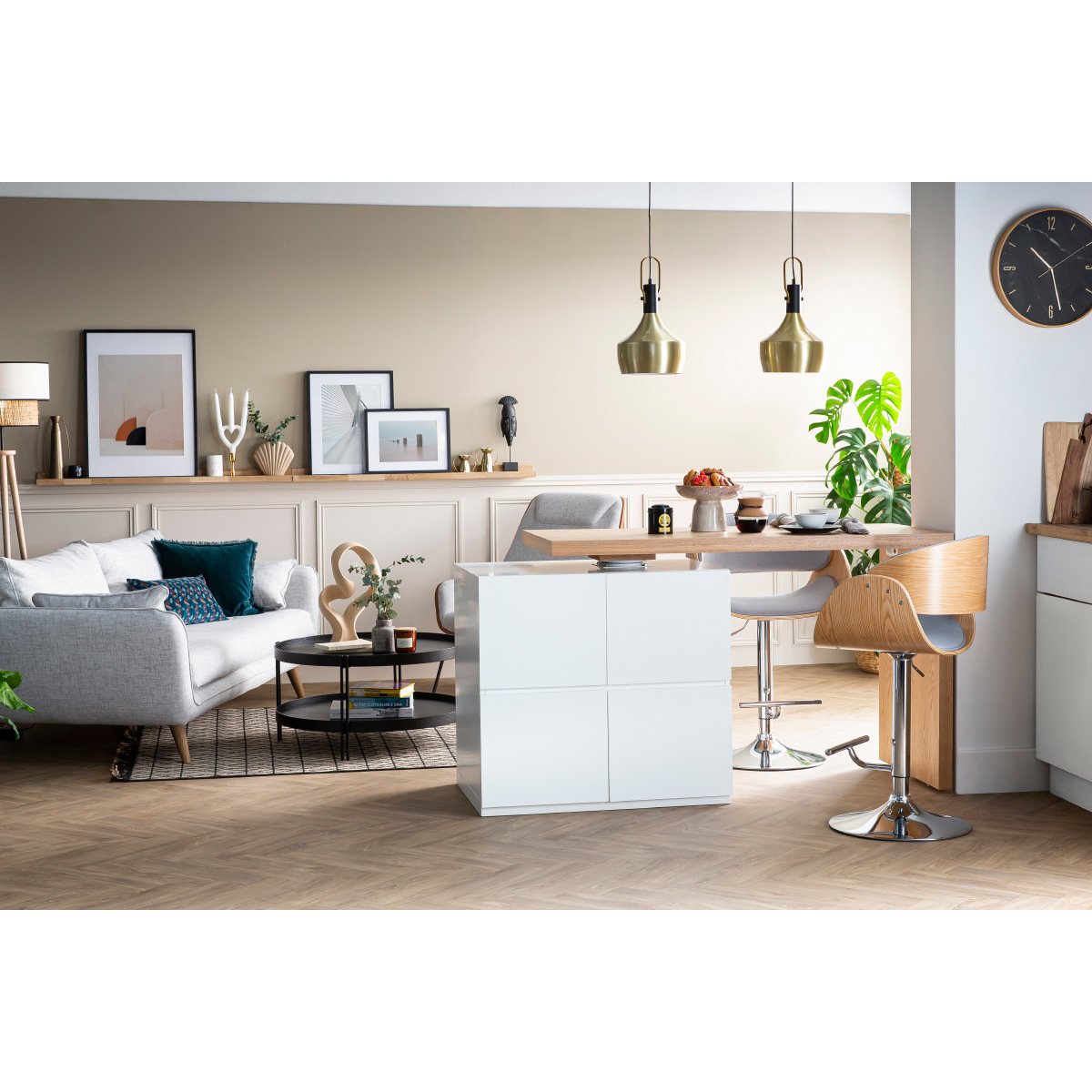 Tabouret de bar design réglable BENT gris clair, MILIBOO