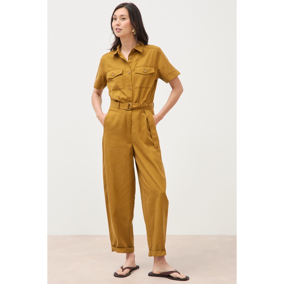 Combinaison salopette col américain vert olive, BONOBO