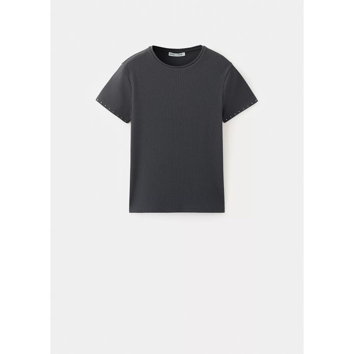 T-shirt manches courtes à clous gris anthracite, MANGO