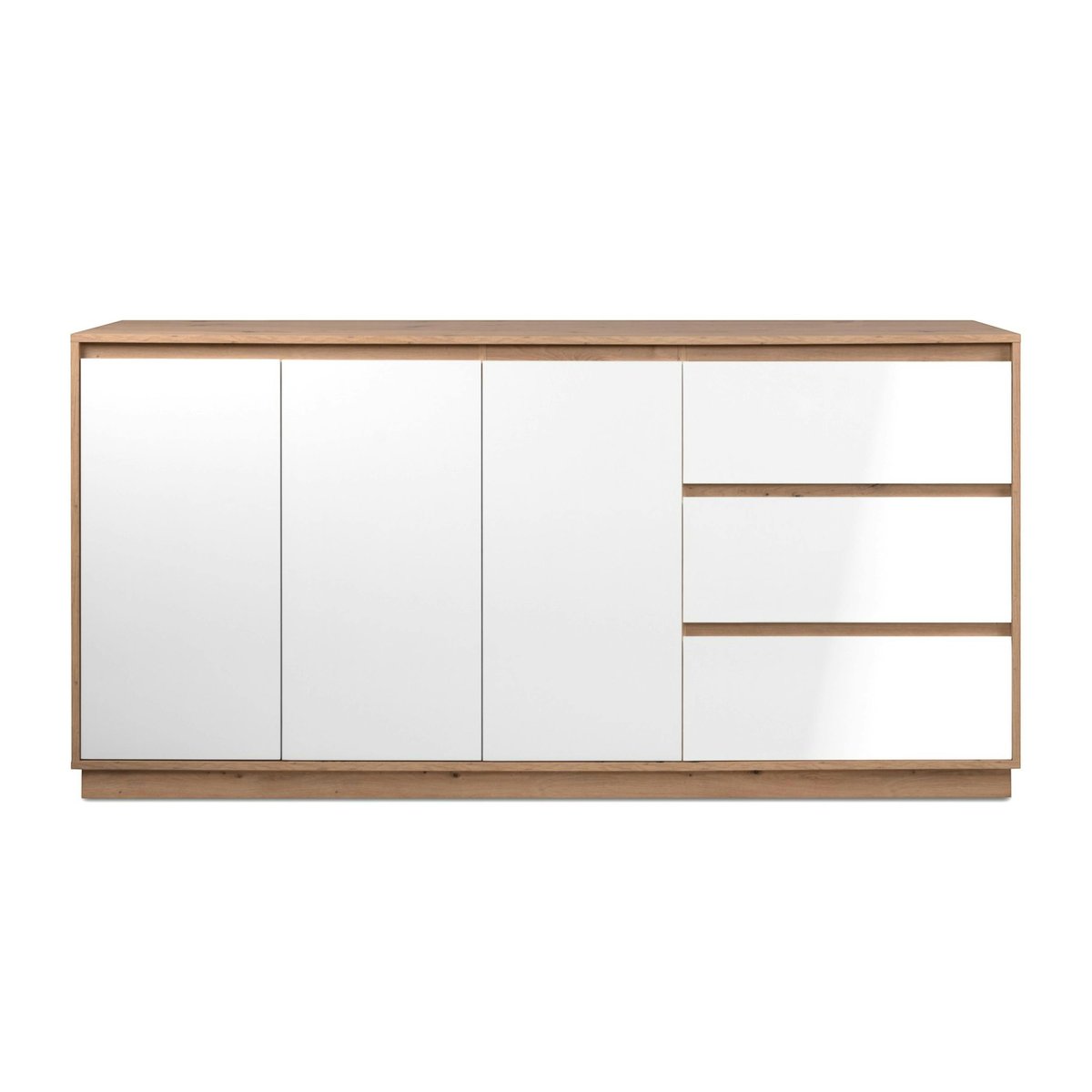 Buffet 3 portes 3 tiroirs décor bois et blanc ALVA blanc, PIER IMPORT