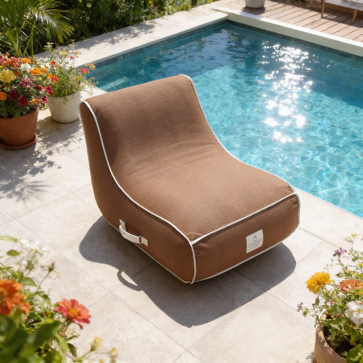 Fauteuil gonflable riviera en olefin couleur vert d'eau 105x75x75 cm chocolat, COCO LOUNGE