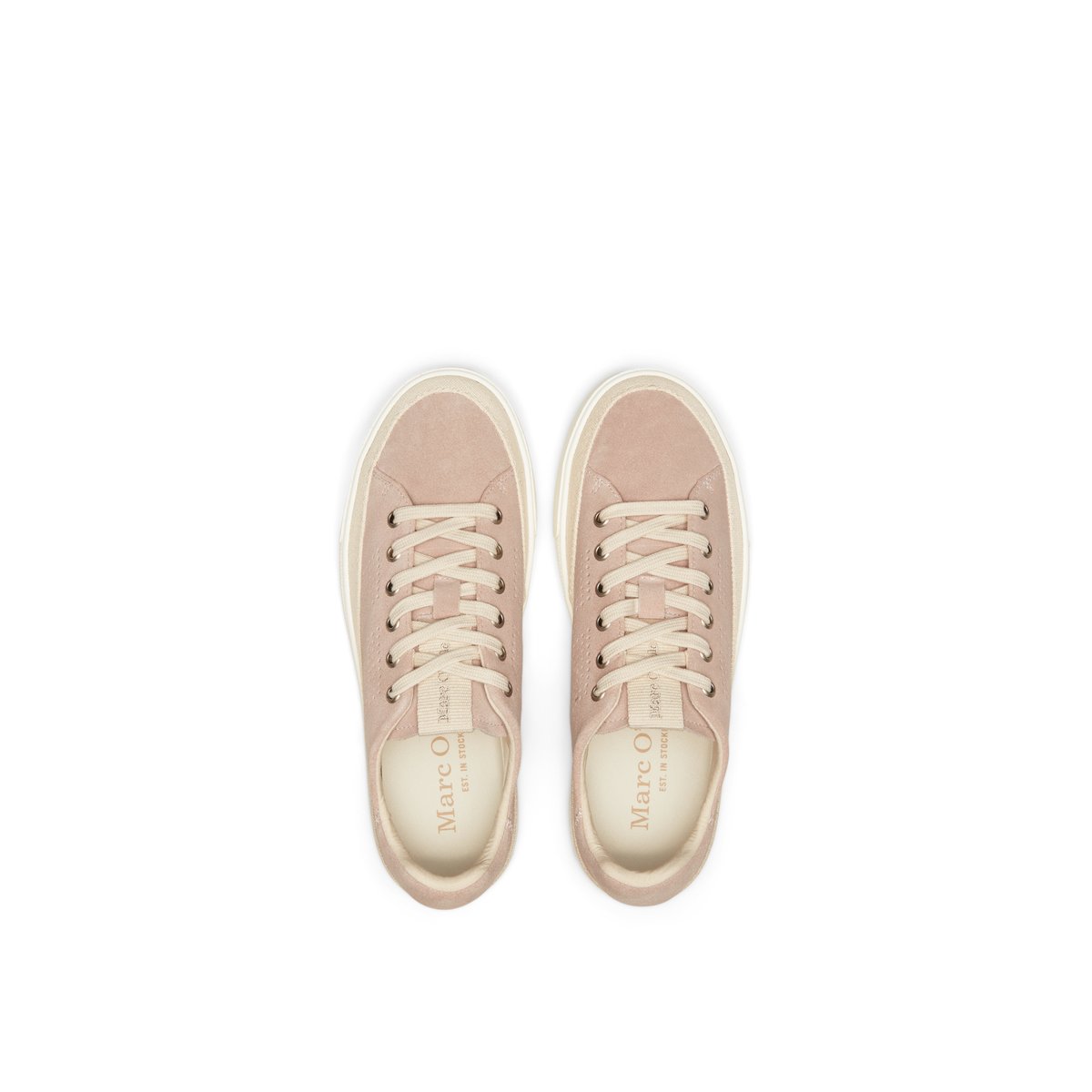 Baskets en cuir velours avec bande en reps rouge, MARC O'POLO