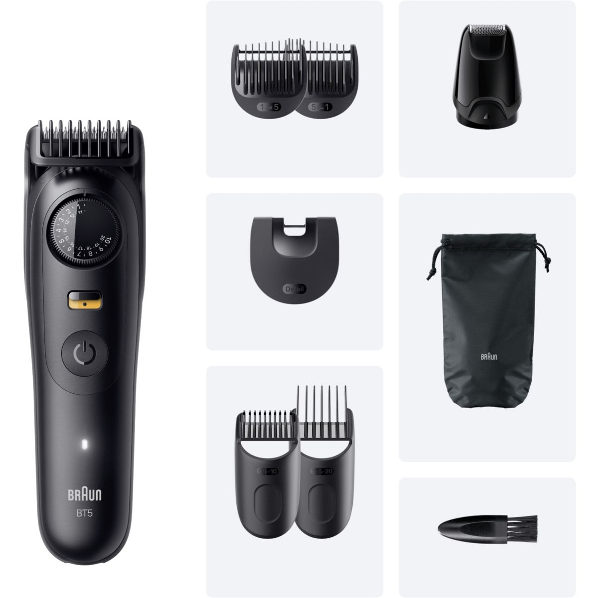 Tondeuse multi usages BT5560, molette réglable, 40 hauteurs de coupe, précision 0,5 mm, autonomie 120 mn noir, BRAUN