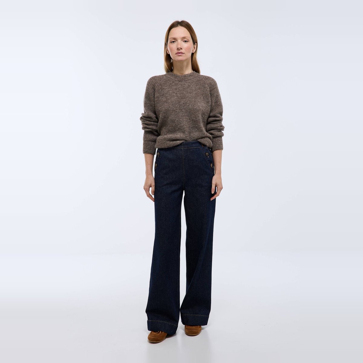 Jean large à pont brut denim, MONOPRIX
