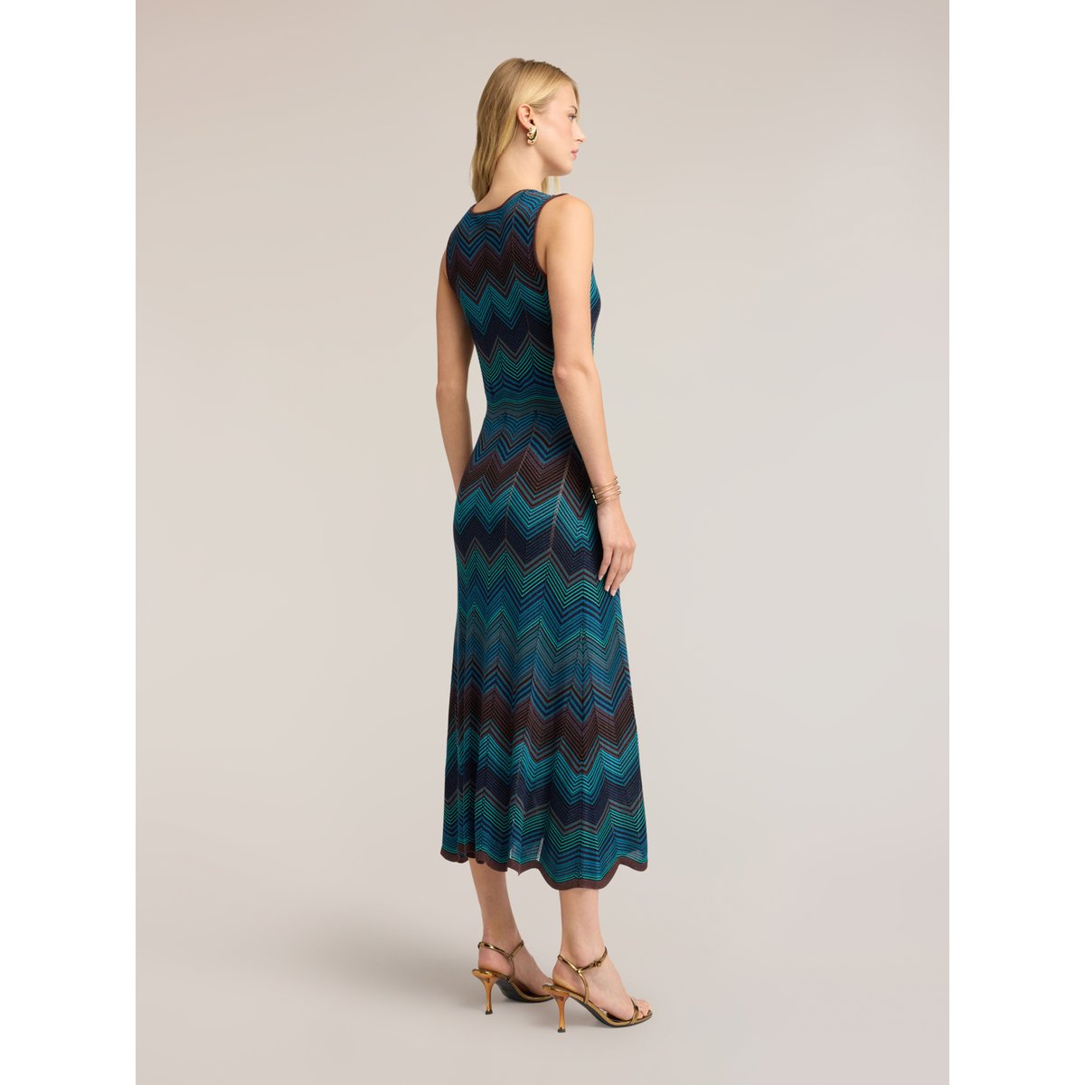 Robe fourreau longue chevron bleu, MOTIVI