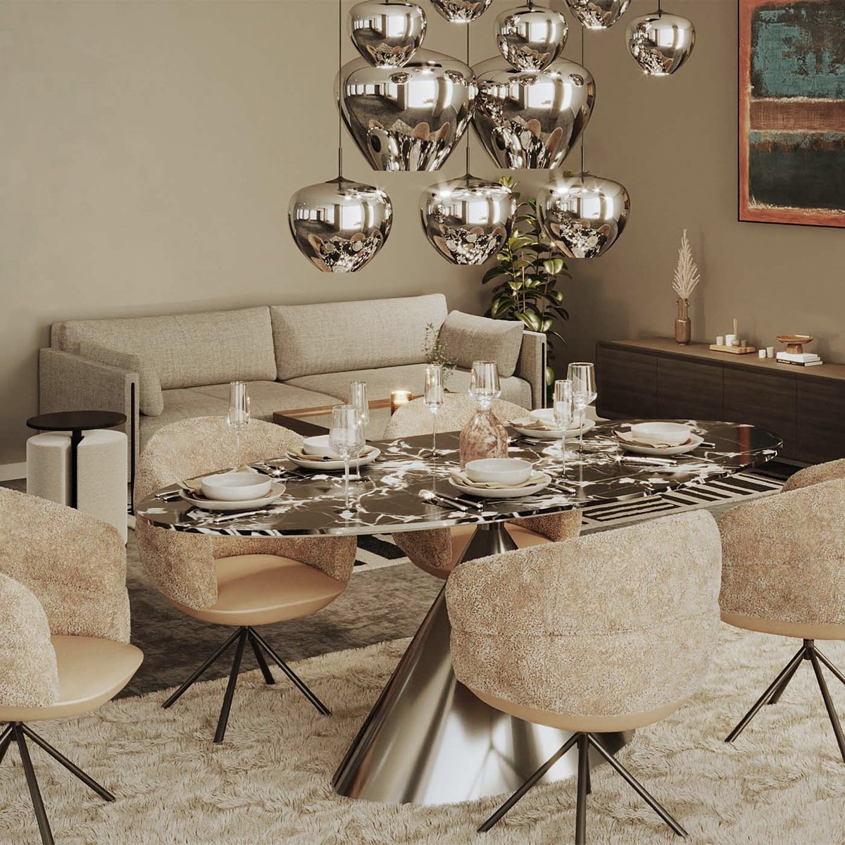 Chaise avec accoudoirs pivotante, TASTY beige, KARE DESIGN