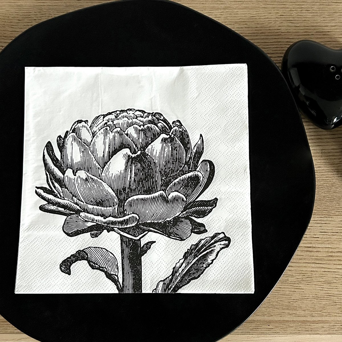 Lot de 20 serviettes papier artichaud noir, OPJET