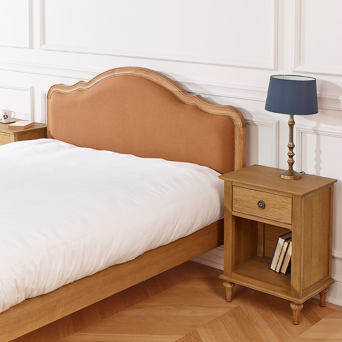 Lit deux places 160 x 200 en chêne, style shabby chic HENRY ralph tabaco, ROBIN DES BOIS
