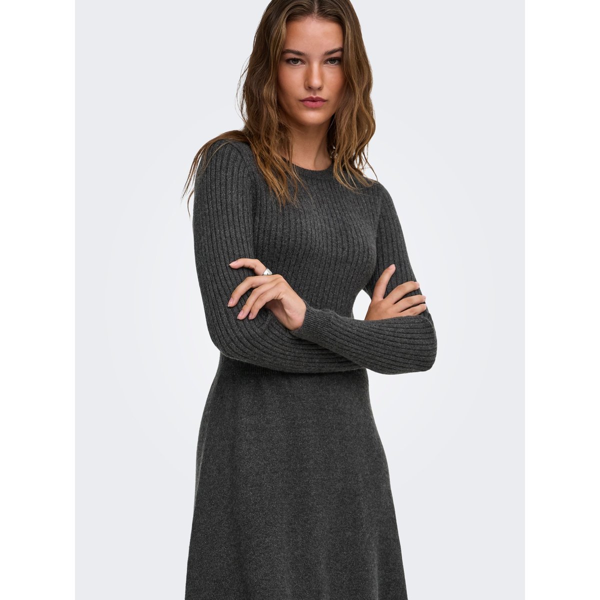 Robe En Maille dark grey melange, ONLY
