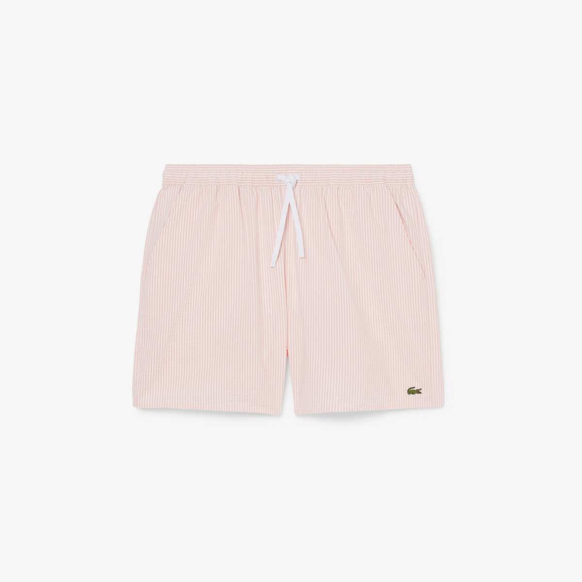 Short de bain mi-long rayé texturé blanc-1iz, LACOSTE