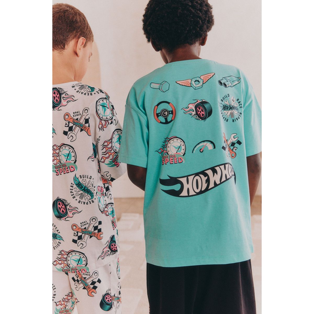 Pyjama court hot wheels, lot de 2 bleu/crème, NEXT