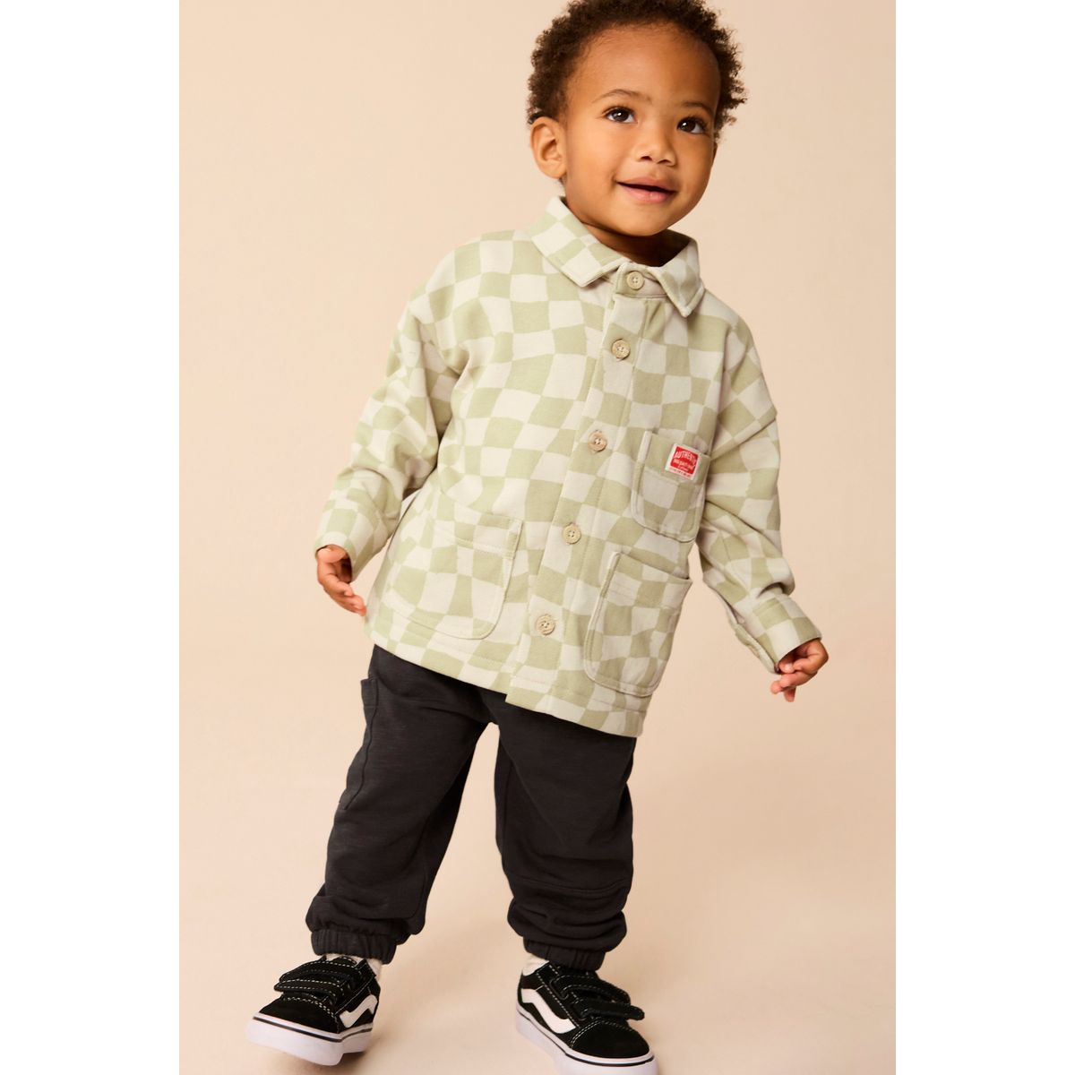 Chemise jersey et pantalon de jogging damier vert sauge, NEXT