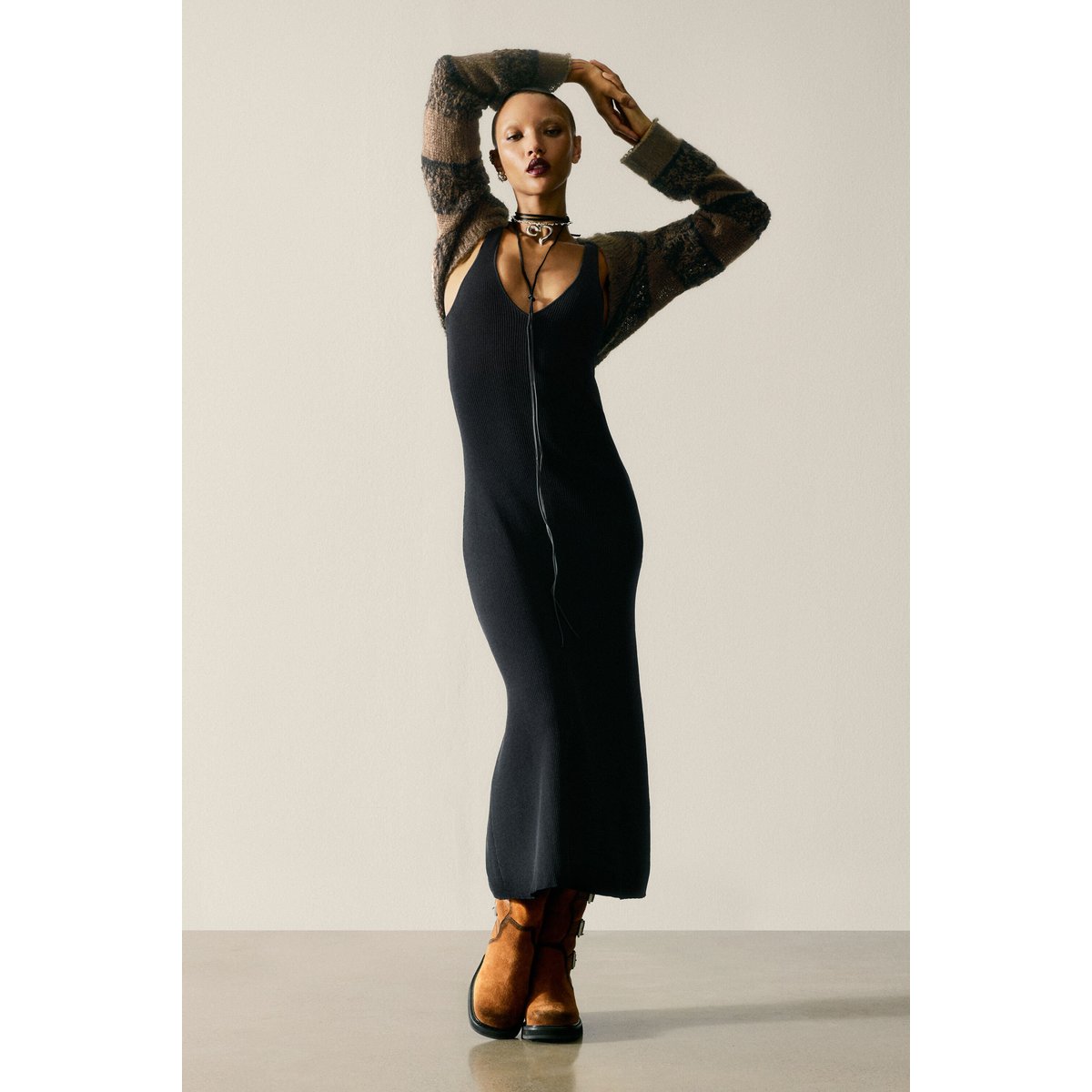 Robe en maille à manches longues noir, DESIGUAL