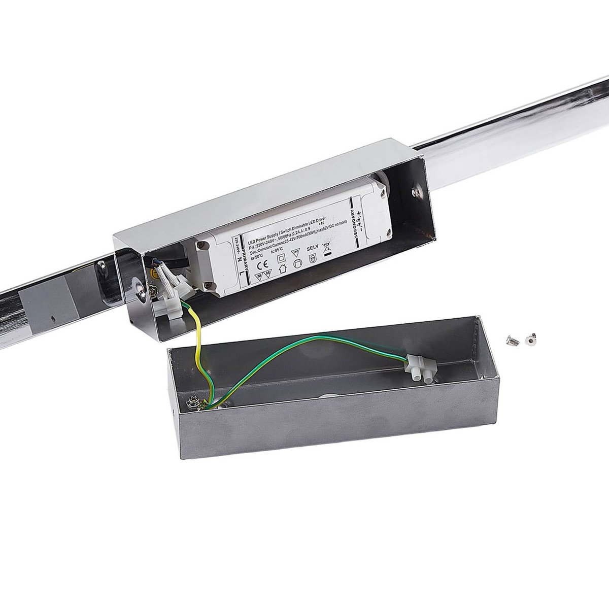 Plafonnier  moderneLED, Levke blanc, chrome, LINDBY