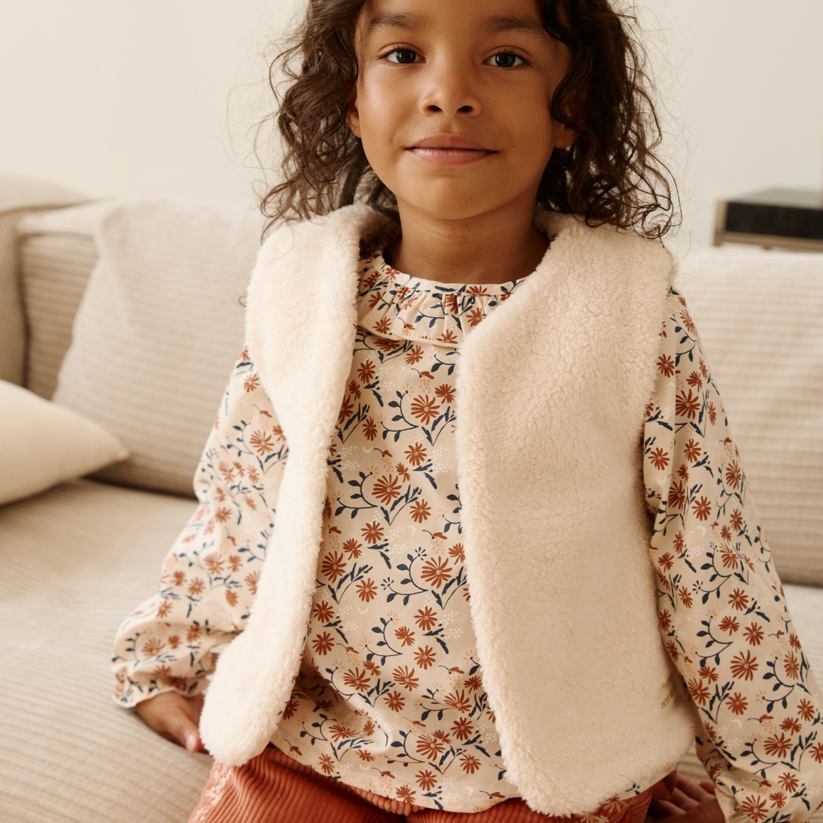 Blouse enfant en popeline Ollie vanille, PETIT BEGUIN