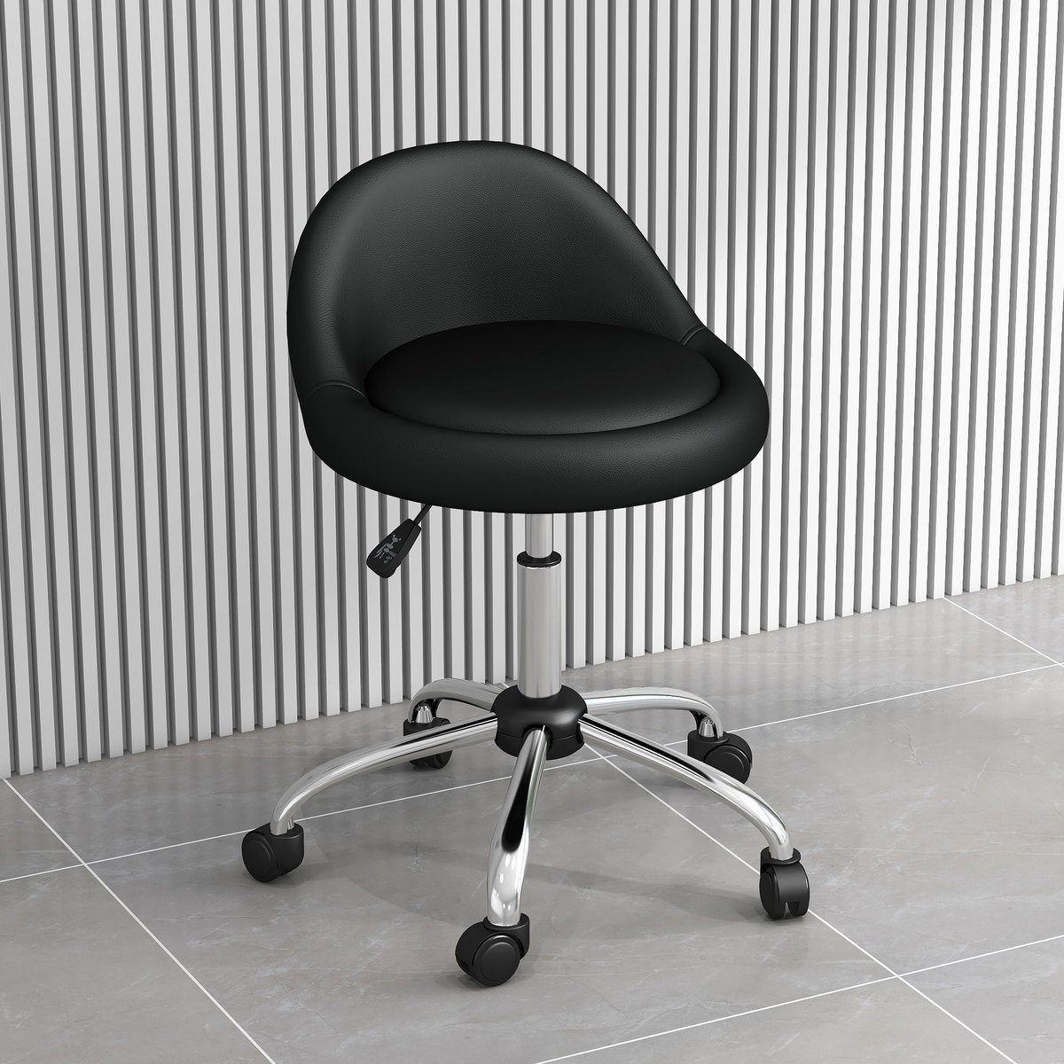 Tabouret de salon Revêtement synthétique noir, HOMCOM