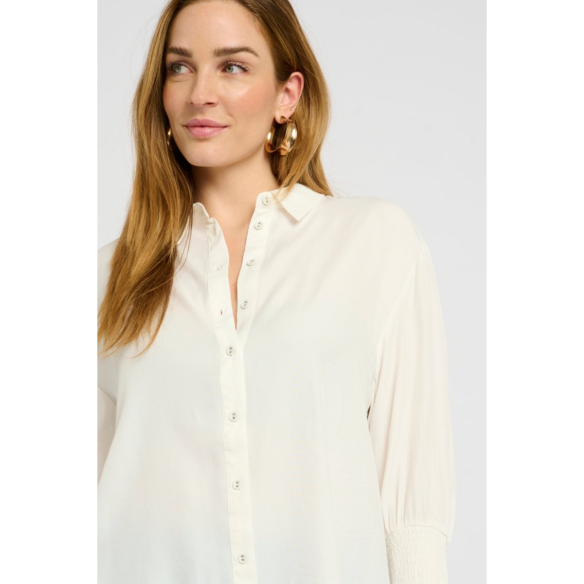 Short sleeved shirt blanc chalk, CREAM