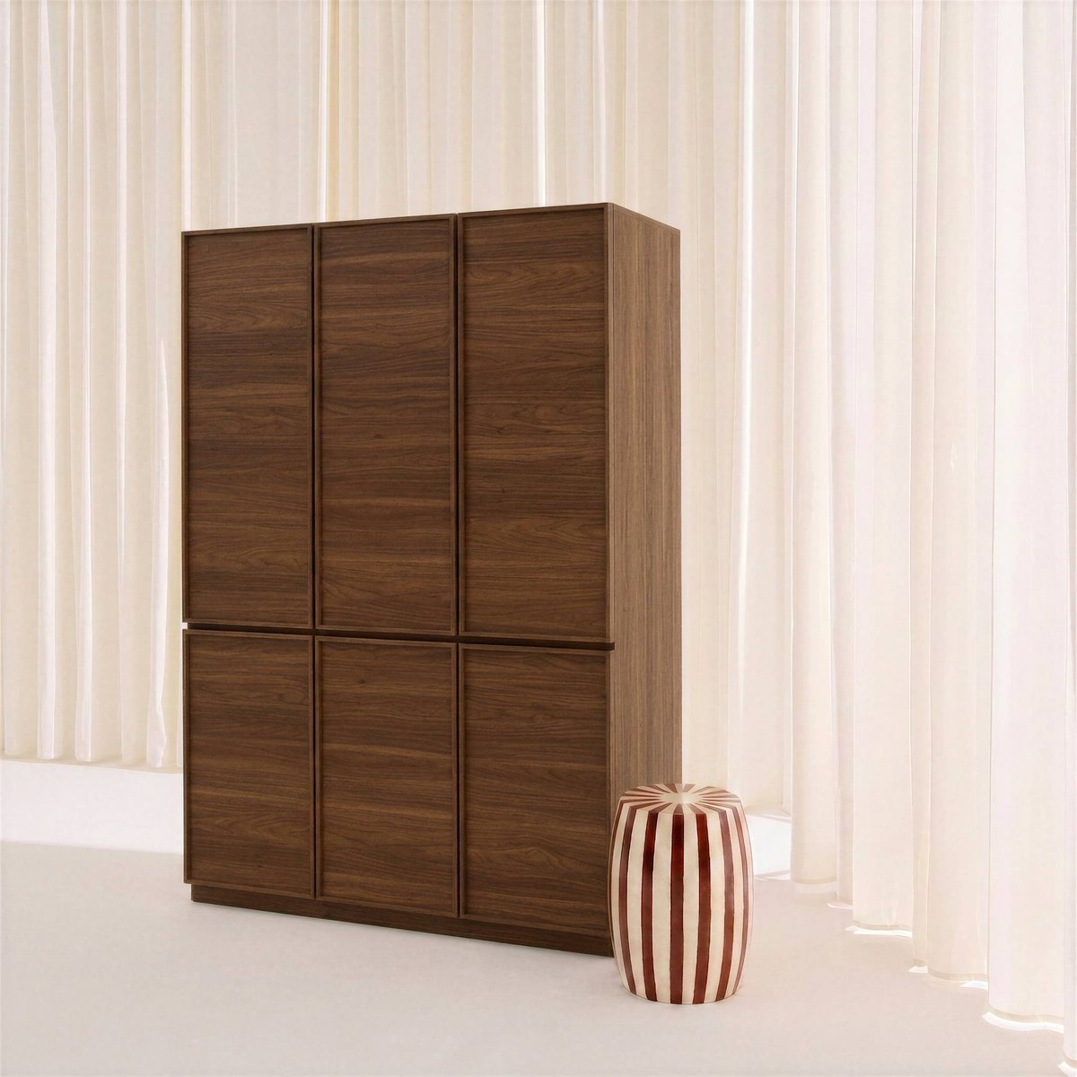 Module dressing décor bois 6 portes 1 penderie KUBA naturel, SWEEEK