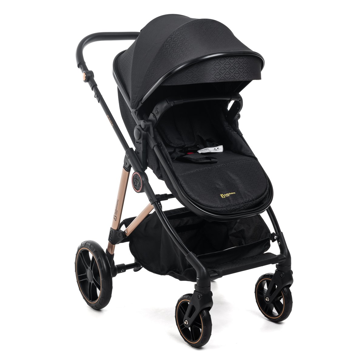 Poussette combinée trio 3 en 1 - siège auto 0+ CAVO – nacelle – dès la naissance – jusqu’à 22kg - noir couleur unique, BEBELISSIMO J'AIME