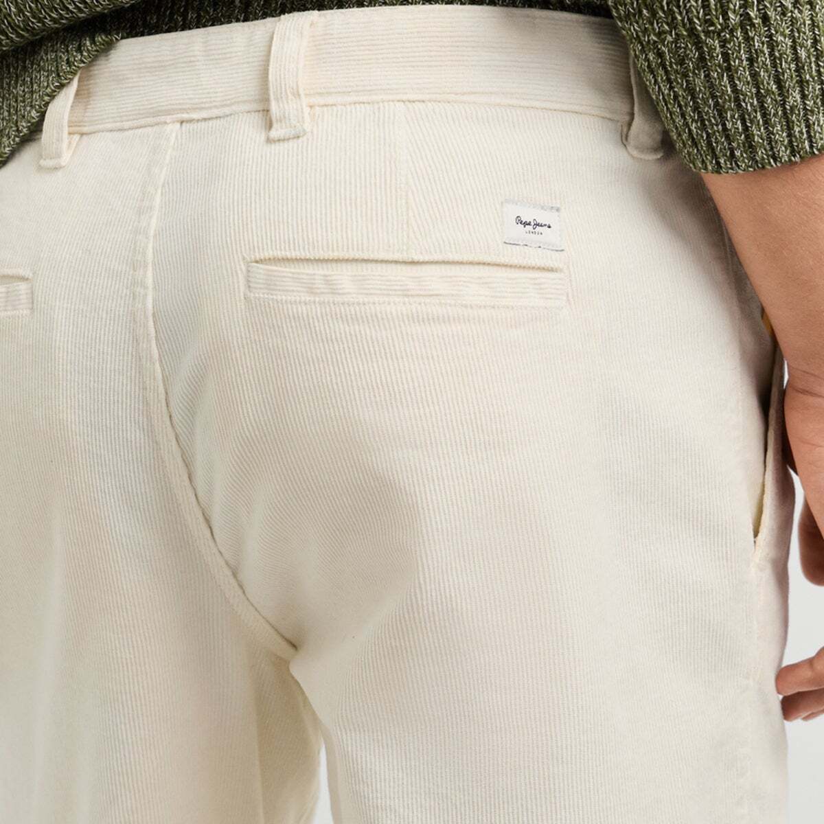 Pantalon Chino En Velours Côtelé Coupe Décontractée blanc ivoire, PEPE JEANS