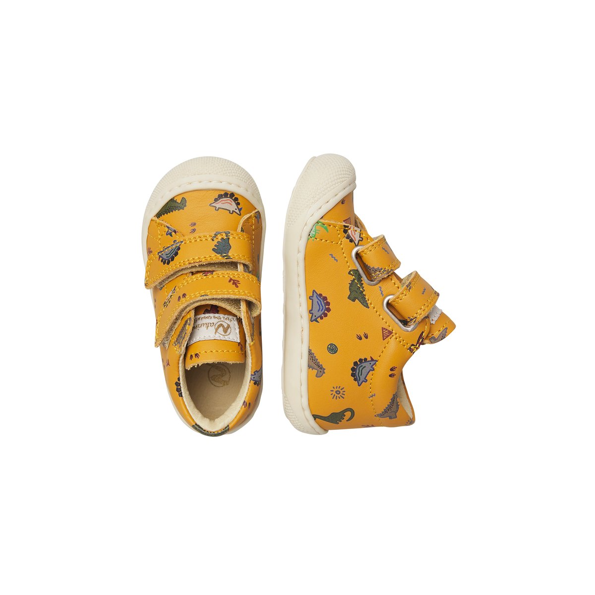 Chaussures premiers pas en cuir COCOON VL citrouille-blanc, NATURINO