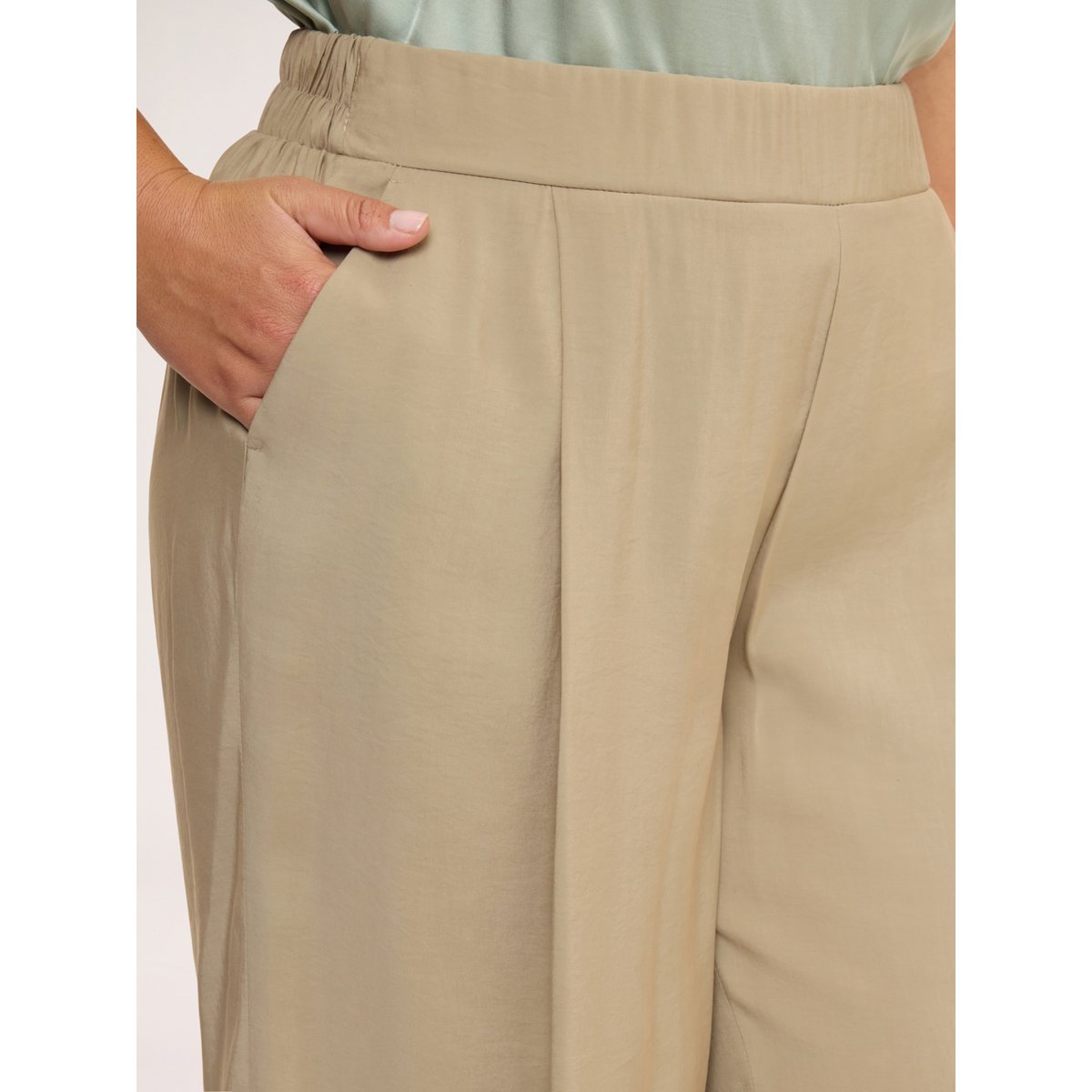 Pantalon Wide Leg en mélange modal beige, FIORELLA RUBINO