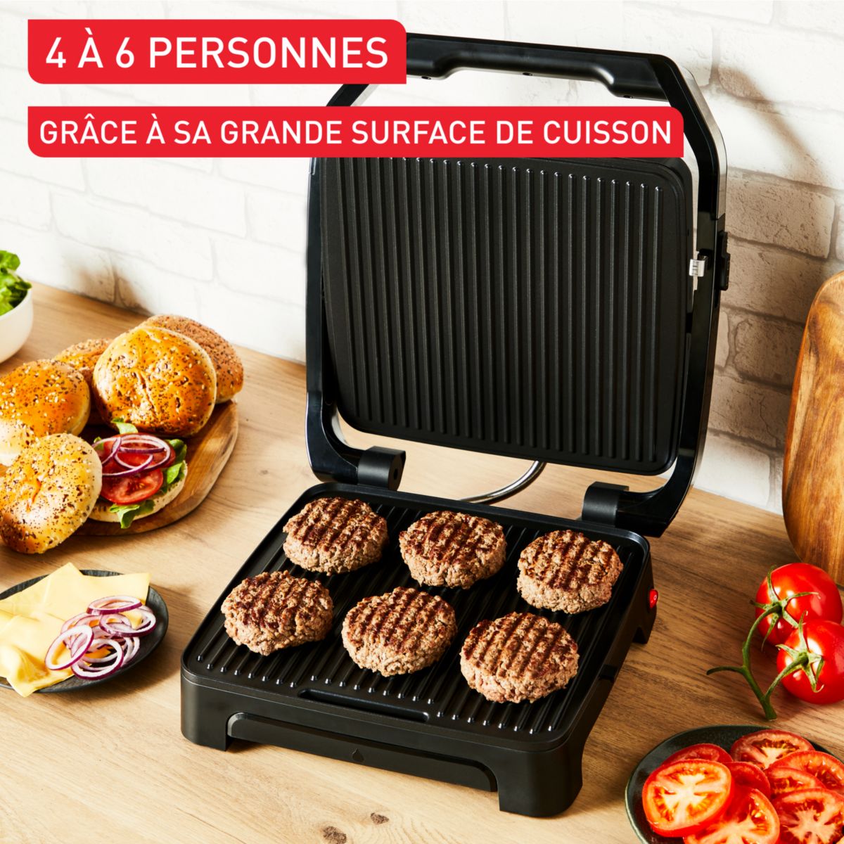 Grille-viande GC272D10 inox noir à poser, 29x26 cm couleur unique, TEFAL