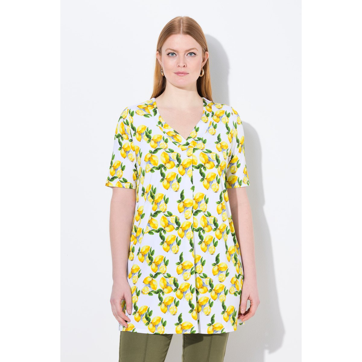 T-shirt au tombé fluide. Motif blanc neige, ULLA POPKEN