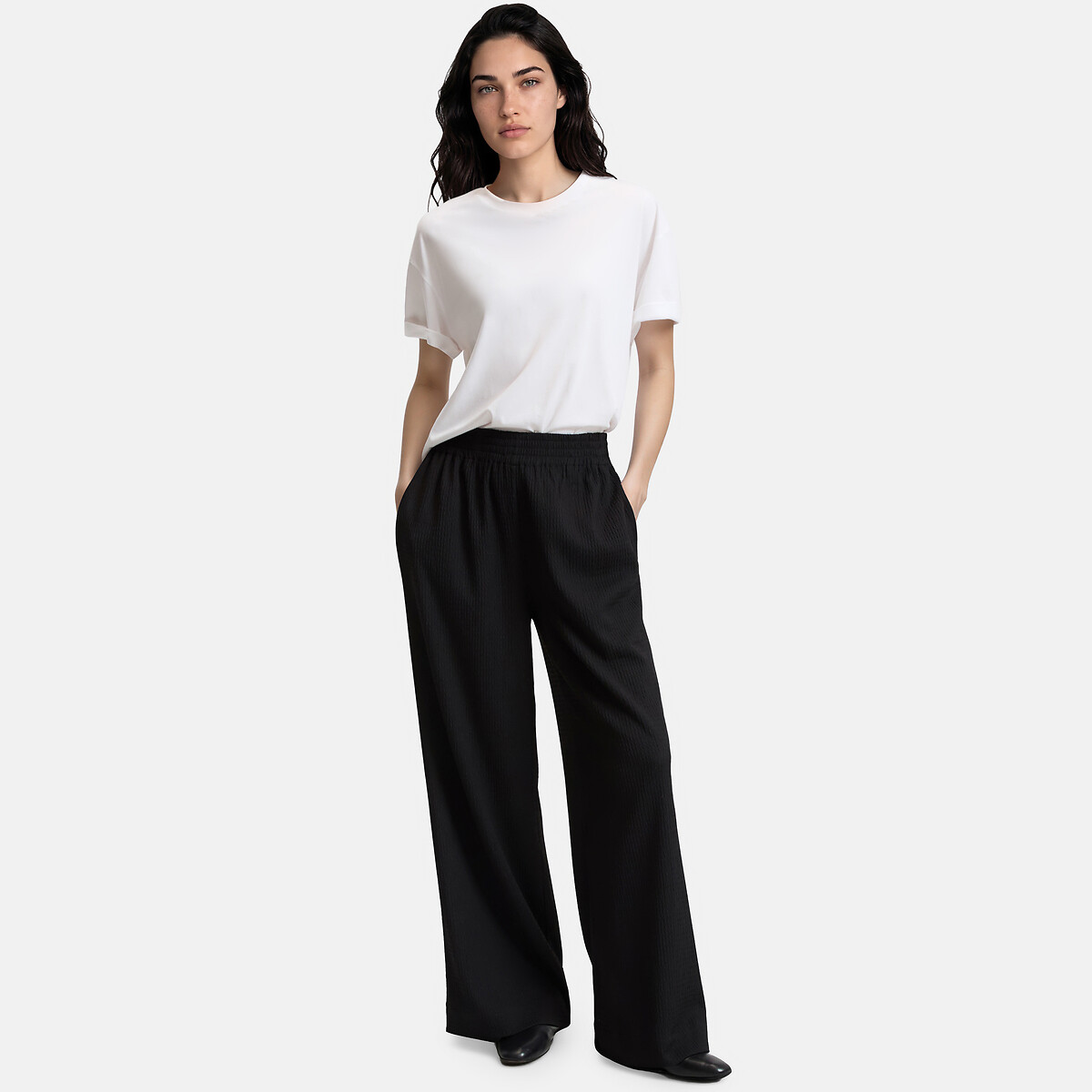 Weit geschnittene, fliessende Hose mit Dehnbund schwarz, LA REDOUTE COLLECTIONS