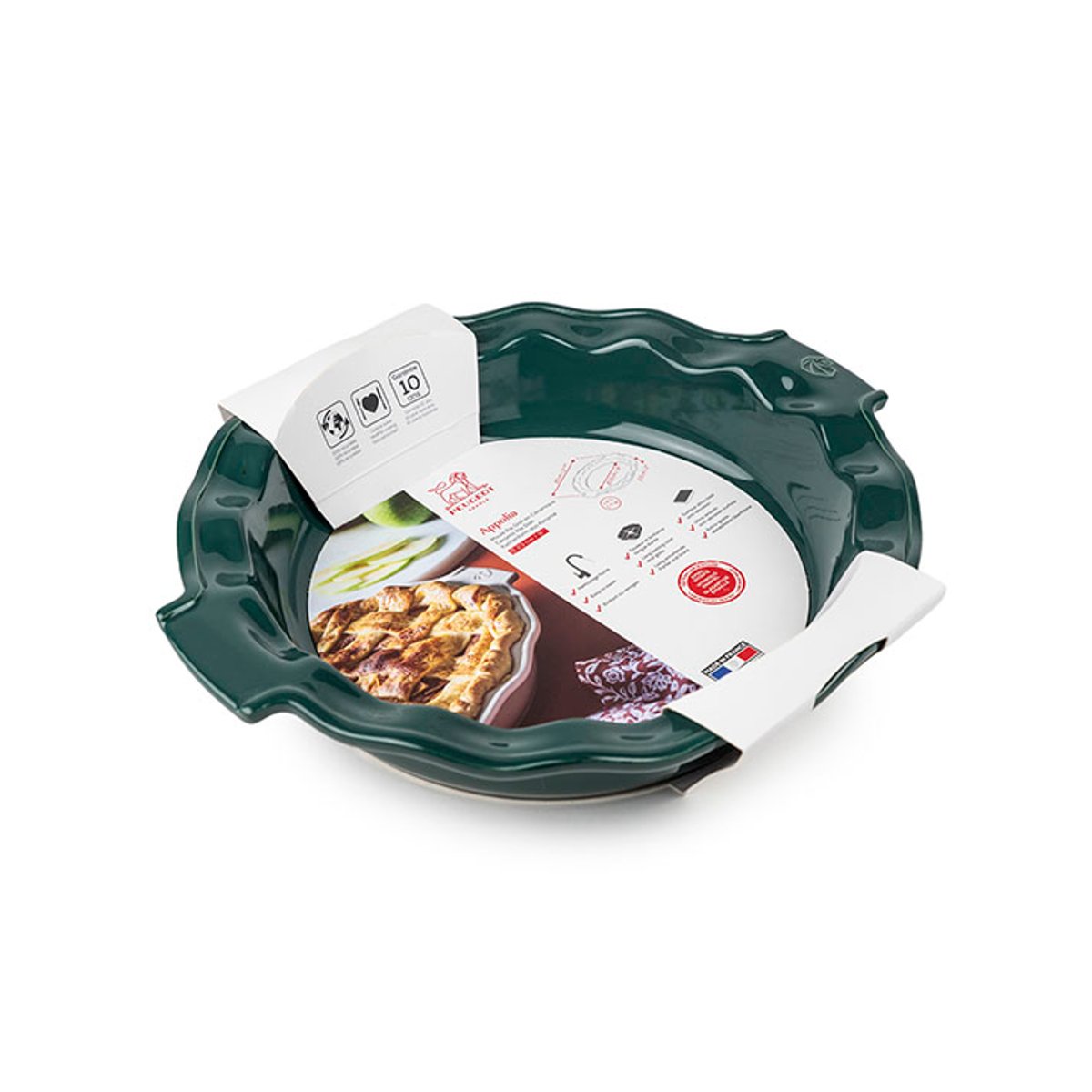 Plat Pie Dish 23 cm Ecru APPOLIA vert forêt, PEUGEOT