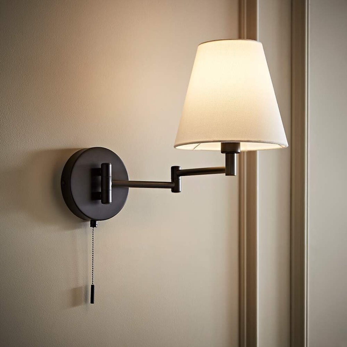 Sonya Adjustable Swing Arm Wall Light with Tapered Shade black, SO'HOME