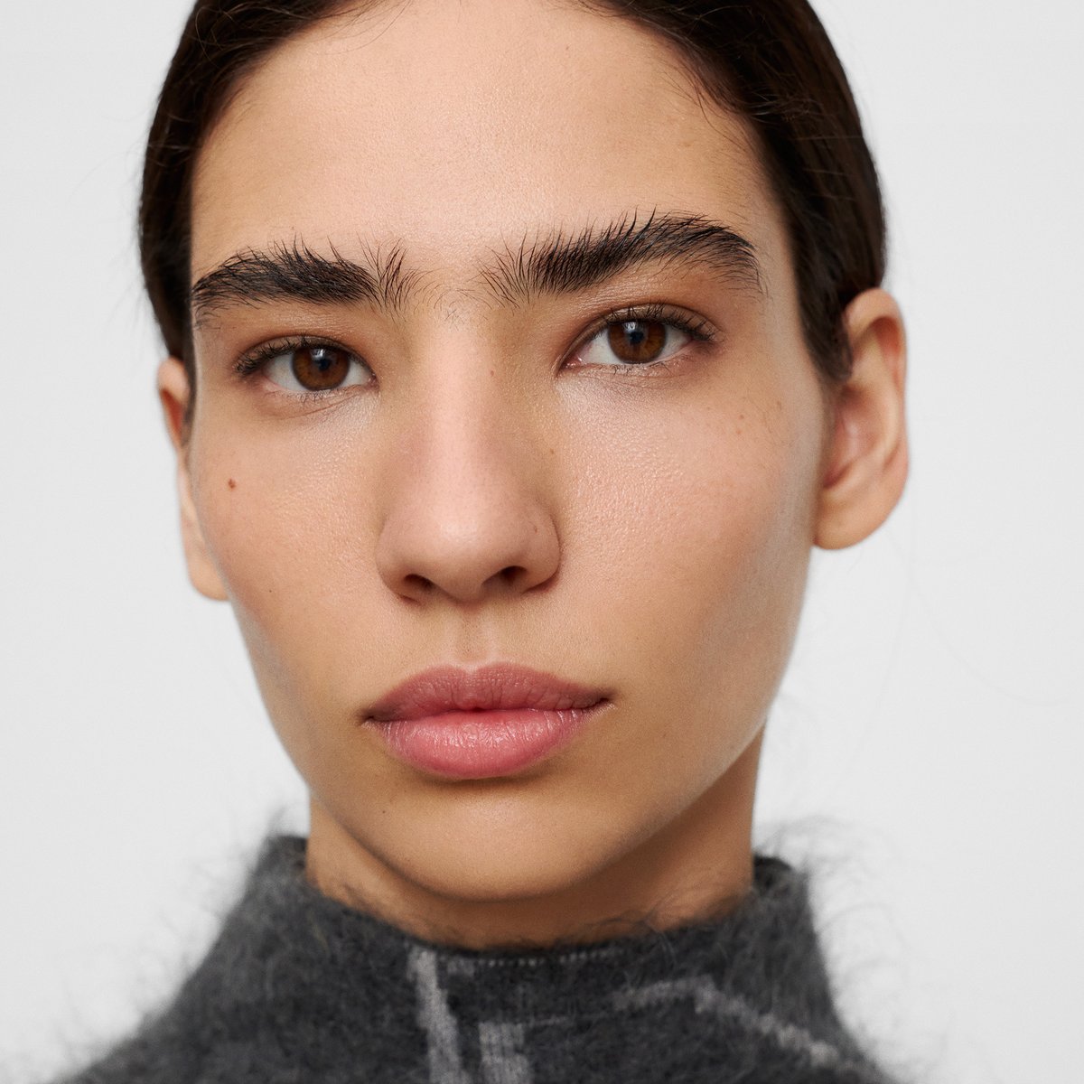 Pull avec mohair et laine mérinos en jacquard gris/noir, ADOLFO DOMINGUEZ