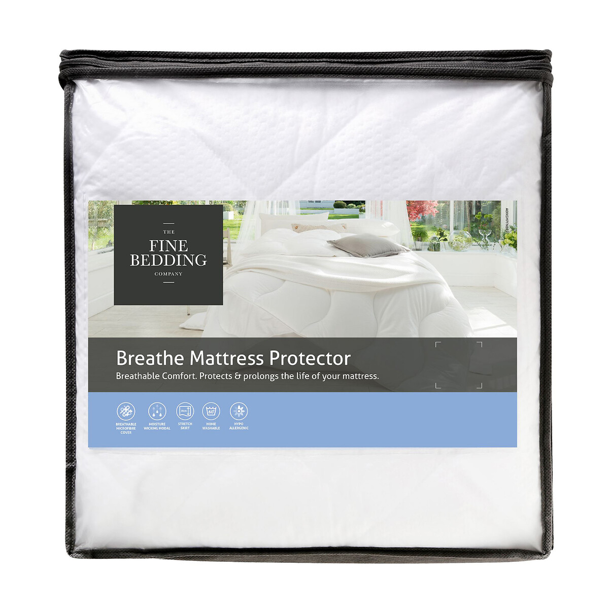 Breathe Moisture Wicking Mattress Protector white, THE FINE BEDDING COMPANY