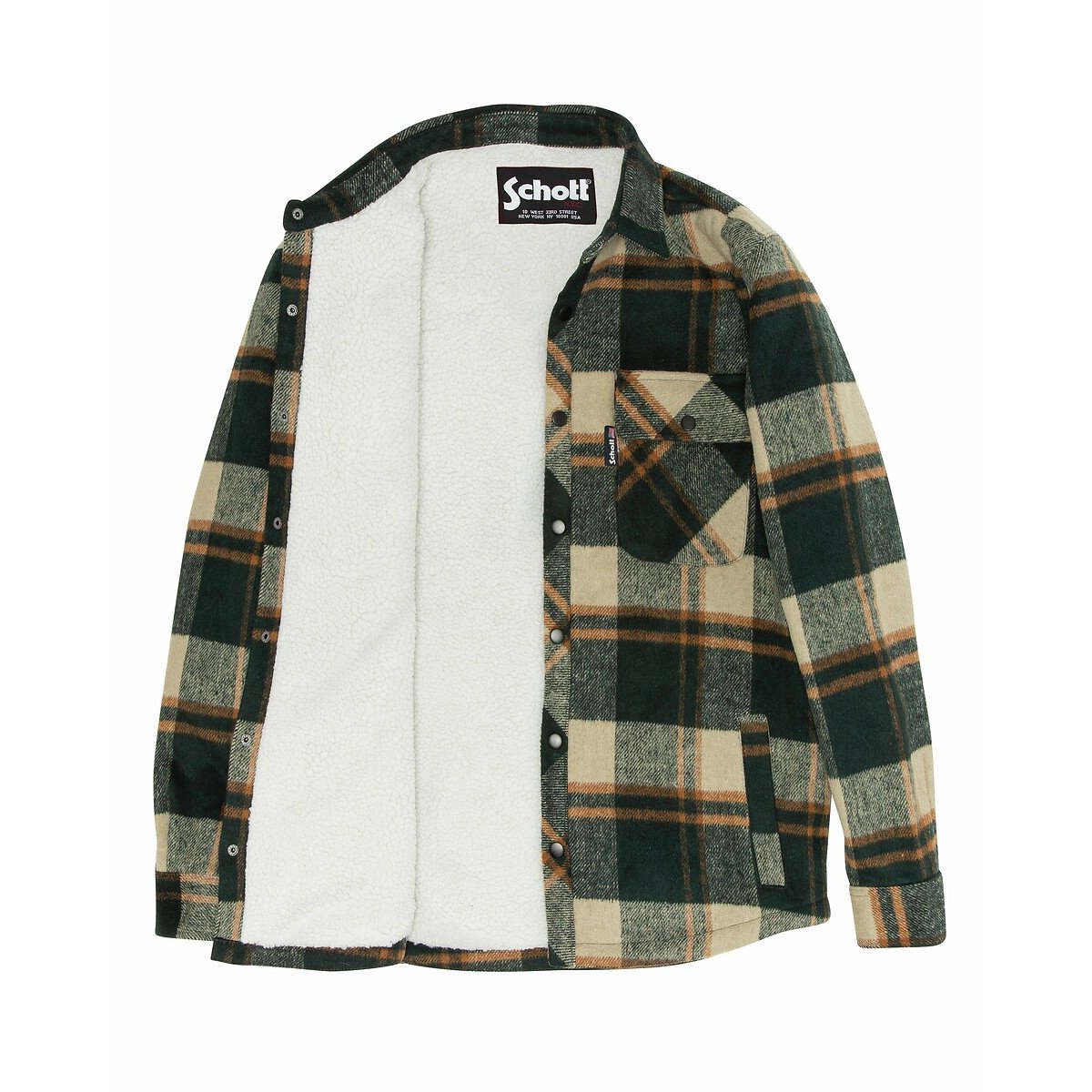 Cary thick jacket with sherpa lining checked, SCHOTT