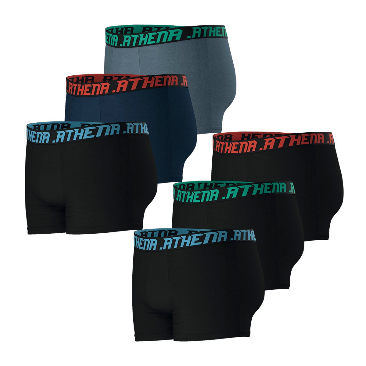 Boxers, lot de 6 noir/bleu marine/gris, ATHENA