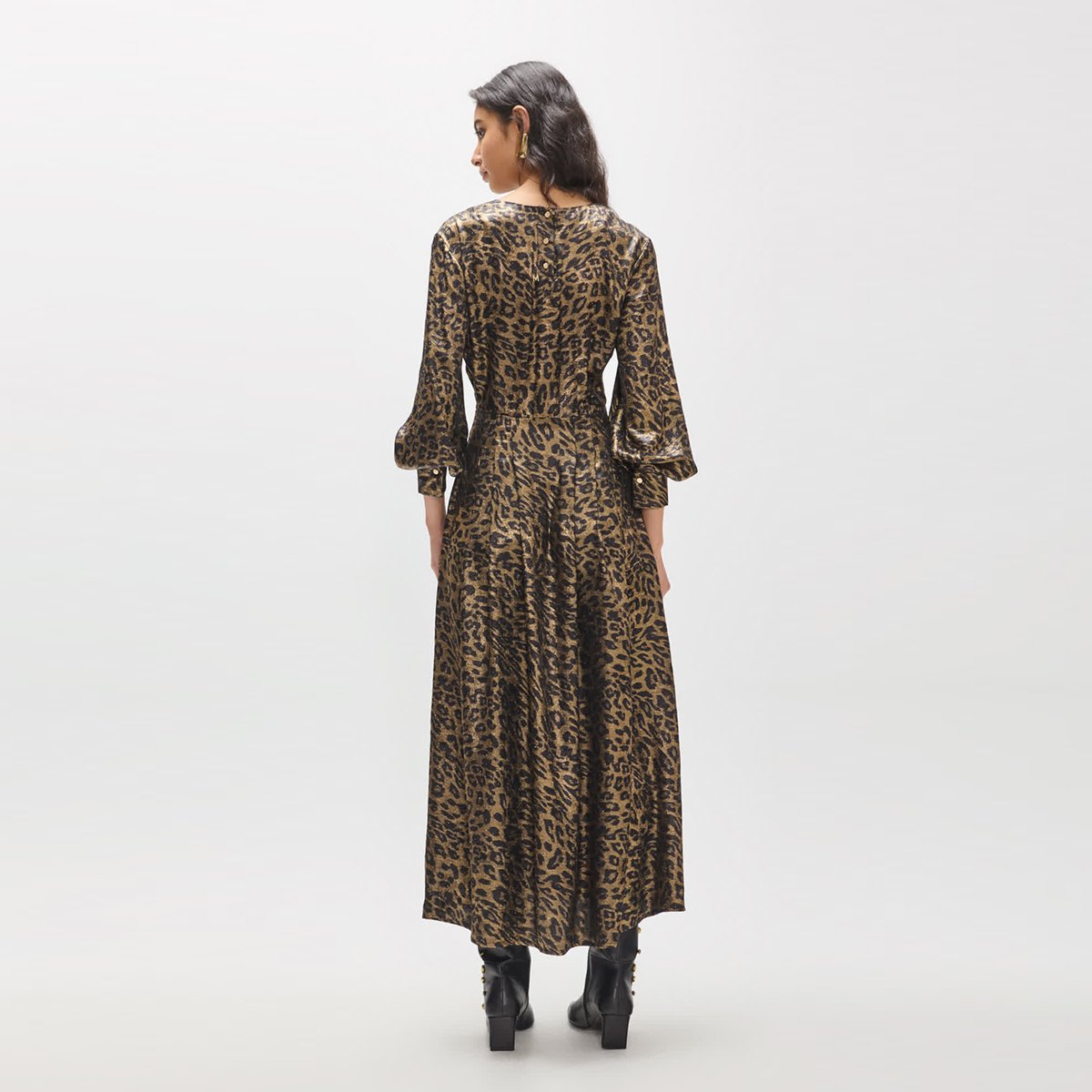 Robe midi imprimée léopard à col boà®te léopard, LOLA CASADEMUNT