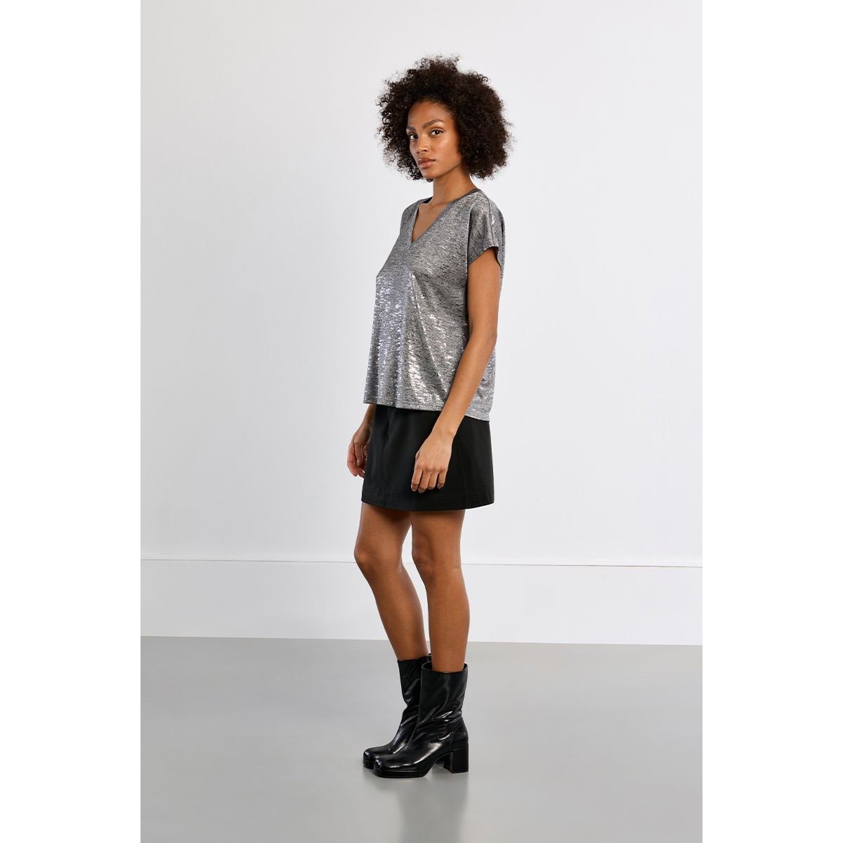 T-shirt métallisé gris, LILI SIDONIO