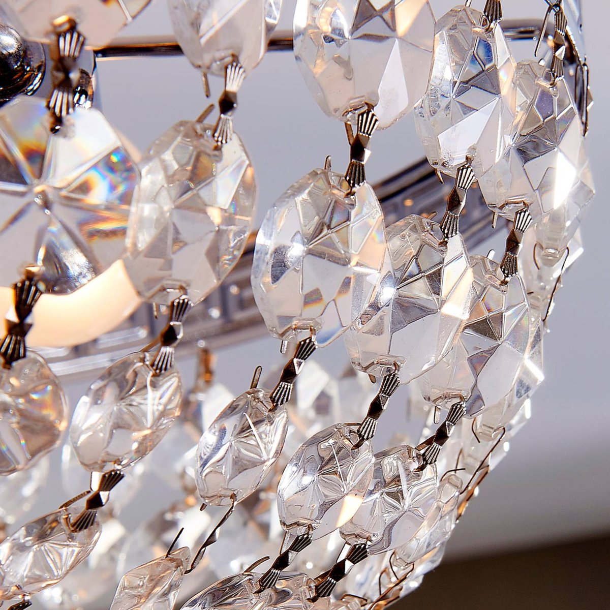 Plafonnier en cristal moderne, Mondrian clair, chrome, LINDBY
